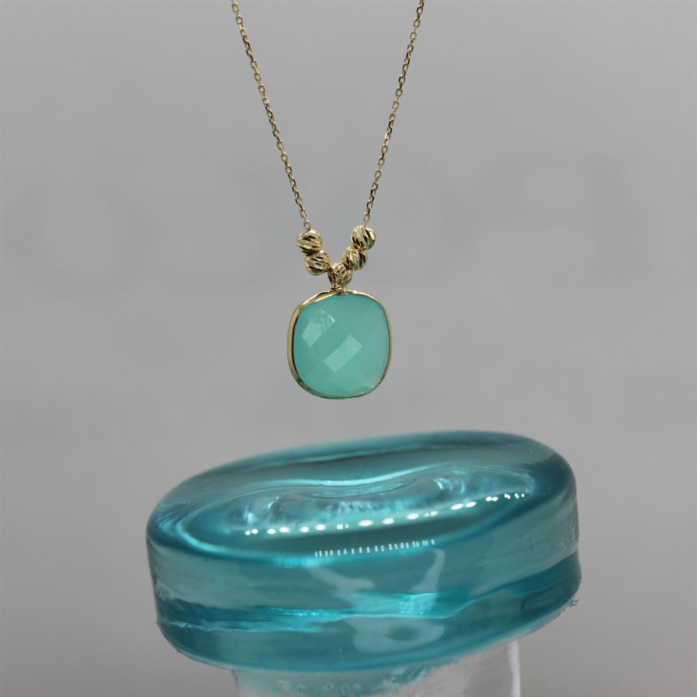 Sarı Altın Su Yeşili Kolye - Beyaz altın - Sarı altın - inci Kolye - pırlanta - Kolye -pırlanta Kolye - inci Kolye - Kolye çeşitleri - Kolyeler - altın Kolye modelleri