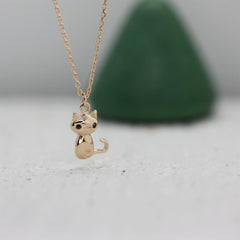 Rose Altın 14 Ayar Kedi Kolye - Beyaz altın - Sarı altın - inci Kolye - pırlanta - Kolye -pırlanta Kolye - inci Kolye - Kolye çeşitleri - Kolyeler - altın Kolye modelleri