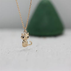 Rose Altın 14 Ayar Kedi Kolye - Beyaz altın - Sarı altın - inci Kolye - pırlanta - Kolye -pırlanta Kolye - inci Kolye - Kolye çeşitleri - Kolyeler - altın Kolye modelleri