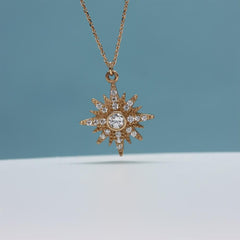 Rose Altın 14 Ayar Kuzey Yıldızı Kolye - Beyaz altın - Sarı altın - inci Kolye - pırlanta - Kolye -pırlanta Kolye - inci Kolye - Kolye çeşitleri - Kolyeler - altın Kolye modelleri