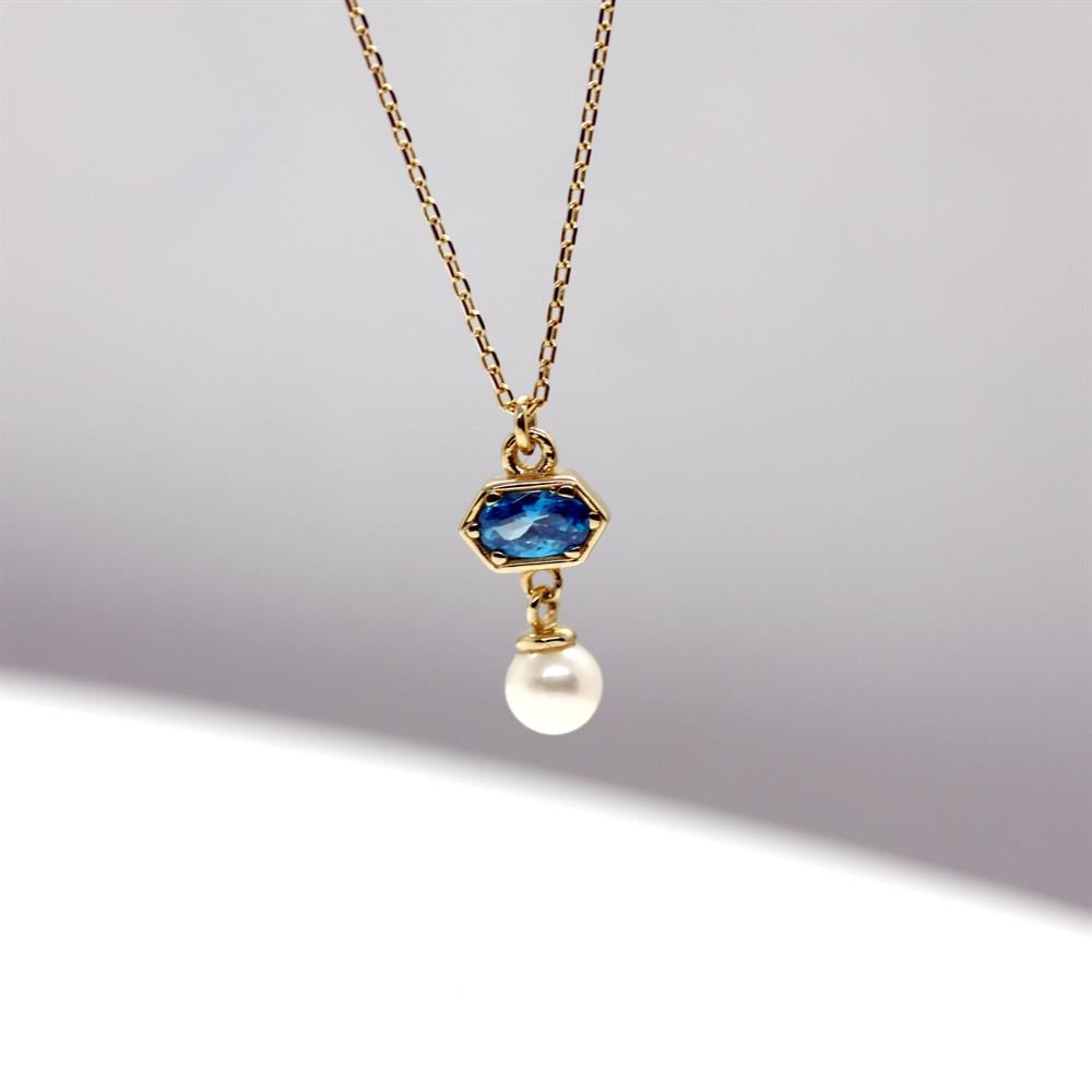 Sarı Altın 14 Ayar Mavinci Kolye - Beyaz altın - Sarı altın - inci kolye - pırlanta - Kolye -pırlanta kolye - inci kolye - kolye çeşitleri - kolyeler - altın kolye modelleri