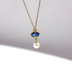 Sarı Altın 14 Ayar Mavinci Kolye - Beyaz altın - Sarı altın - inci kolye - pırlanta - Kolye -pırlanta kolye - inci kolye - kolye çeşitleri - kolyeler - altın kolye modelleri