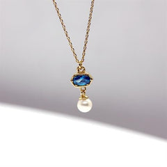 Sarı Altın 14 Ayar Mavinci Kolye - Beyaz altın - Sarı altın - inci kolye - pırlanta - Kolye -pırlanta kolye - inci kolye - kolye çeşitleri - kolyeler - altın kolye modelleri