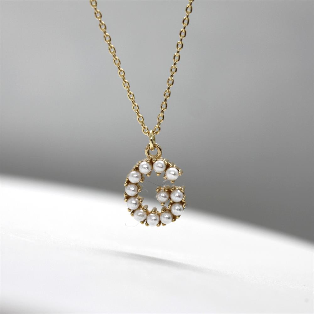 Sarı Altın 14 Ayar İncili G Harfi Sarı Altın 14 Ayar İncili G Harfi - Tac diamond - Sarı altın - inci kolye - pırlanta - kolye -pırlanta kolye - inci kolye - kolye - kolyeler - altın kolye modelleri