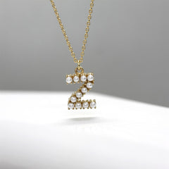 Sarı Altın 14 Ayar İncili Z Harfi - Tac diamond - Sarı altın - inci kolye - pırlanta - kolye -pırlanta kolye - inci kolye - kolye - kolyeler - altın kolye modelleri