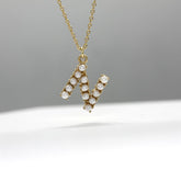 Sarı Altın 14 Ayar İncili N Harfi - Tac diamond - Sarı altın - inci kolye - pırlanta - kolye -pırlanta kolye - inci kolye - kolye - kolyeler - altın kolye modelleri