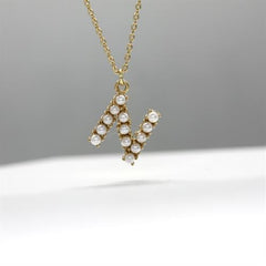 Sarı Altın 14 Ayar İncili N Harfi - Tac diamond - Sarı altın - inci kolye - pırlanta - kolye -pırlanta kolye - inci kolye - kolye - kolyeler - altın kolye modelleri