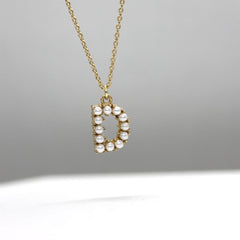 Sarı Altın 14 Ayar İncili D Harfi- Tac diamond - Sarı altın - inci kolye - pırlanta - kolye -pırlanta kolye - inci kolye - kolye - kolyeler - altın kolye modelleri