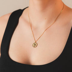 Sarı Altın 14 Ayar Kuzey Yıldızı Madalyon Kolye- Tac diamond - Sarı altın - inci kolye - pırlanta - kolye -pırlanta kolye - inci kolye - kolye - kolyeler - altın kolye modelleri