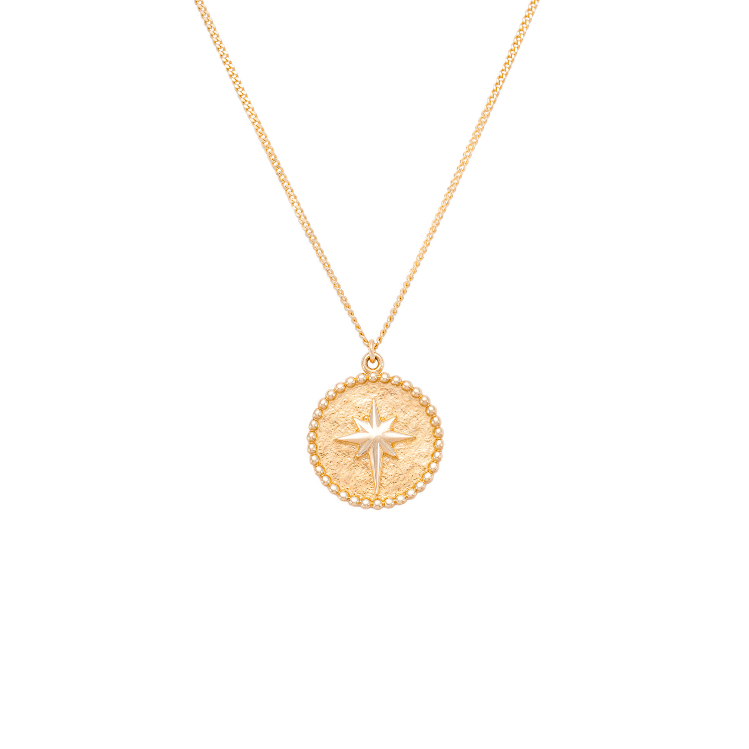 Sarı Altın 14 Ayar Kuzey Yıldızı Madalyon Kolye- Tac diamond - Sarı altın - inci kolye - pırlanta - kolye -pırlanta kolye - inci kolye - kolye - kolyeler - altın kolye modelleri