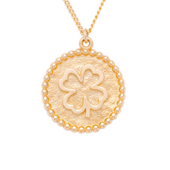 Sarı Altın 14 Ayar Yonca Madalyon Kolye - Tac diamond - Sarı altın - inci kolye - pırlanta - kolye -pırlanta kolye - inci kolye - kolye - kolyeler - altın kolye modelleri