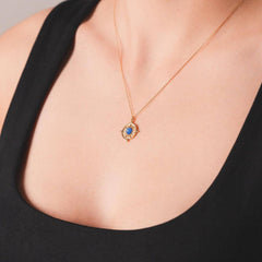 Sarı Altın 14 Ayar Mavi Gün Kolye- Tac diamond - Sarı altın - inci kolye - pırlanta - kolye -pırlanta kolye - inci kolye - kolye - kolyeler