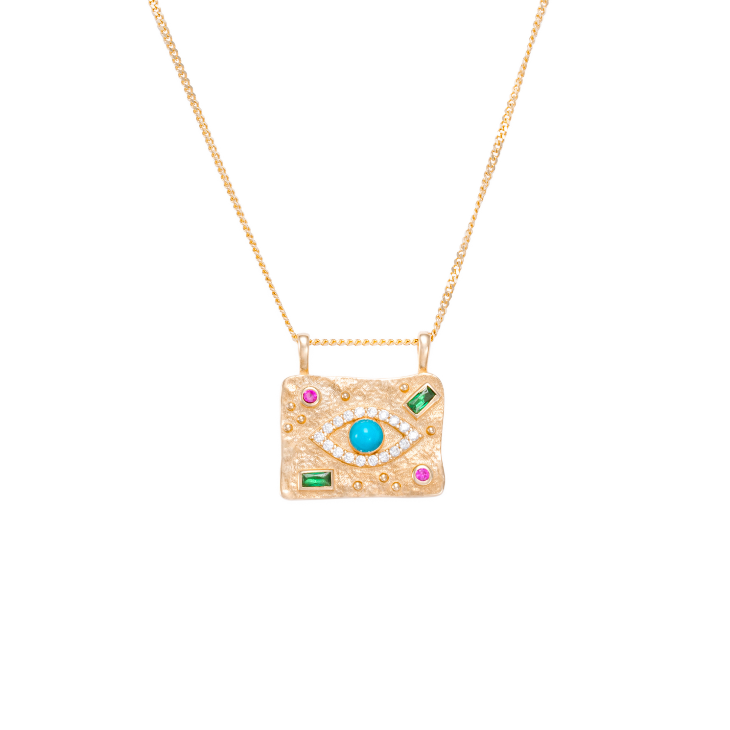 Sarı Altın 14 Ayar Göz Madalyon Kolye - Tac diamond - Sarı altın - inci kolye - pırlanta - kolye -pırlanta kolye - inci kolye - kolye - kolyeler - altın kolye modelleri