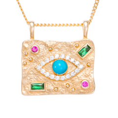 Sarı Altın 14 Ayar Göz Madalyon Kolye - Tac diamond - Sarı altın - inci kolye - pırlanta - kolye -pırlanta kolye - inci kolye - kolye - kolyeler - altın kolye modelleri