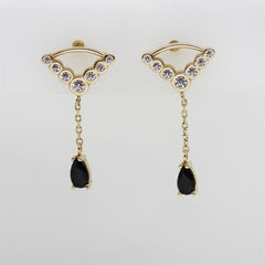 Sarı Altın 14 Ayar Zincirli Mavi Damla Küpe - Sarı altın - inci Küpe - pırlanta - Küpe -pırlanta Küpe - inci Küpe - Küpe - Küpeler - altın Küpe modelleri