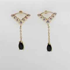 Sarı Altın 14 Ayar Zincirli Mavi Damla Küpe - Sarı altın - inci Küpe - pırlanta - Küpe -pırlanta Küpe - inci Küpe - Küpe - Küpeler - altın Küpe modelleri