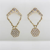 Sarı Altın 14 Ayar Altıgen Zincir Küpe - Sarı altın - inci Küpe - pırlanta - Küpe -pırlanta Küpe - inci Küpe - Küpe - Küpeler - altın Küpe modelleri