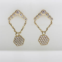 Sarı Altın 14 Ayar Altıgen Zincir Küpe - Sarı altın - inci Küpe - pırlanta - Küpe -pırlanta Küpe - inci Küpe - Küpe - Küpeler - altın Küpe modelleri