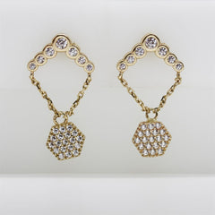 Sarı Altın 14 Ayar Altıgen Zincir Küpe - Sarı altın - inci Küpe - pırlanta - Küpe -pırlanta Küpe - inci Küpe - Küpe - Küpeler - altın Küpe modelleri