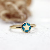 Sarı Altın 14 Ayar Mineli Yıldız Yüzük - Beyaz altın - Sarı altın - inci yüzük - pırlanta - Yüzük -pırlanta yüzük - inci yüzük - yüzük - yüzükler - altın yüzük modelleri