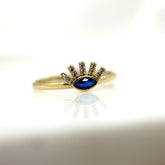 Sarı Altın 14 Ayar Mavi Göz Yüzük - Beyaz altın - Sarı altın - inci yüzük - pırlanta - Yüzük -pırlanta yüzük - inci yüzük - yüzük - yüzükler - altın yüzük modelleri