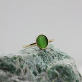 Sarı Altın 14 Ayar Yeşim Taşlı Yüzük - Beyaz altın - Sarı altın - inci yüzük - pırlanta - Yüzük -pırlanta yüzük - inci yüzük - yüzük - yüzükler - altın yüzük modelleri