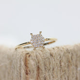 Sarı Altın 14 Ayar Petek Yüzük - Beyaz altın - Sarı altın - inci yüzük - pırlanta - Yüzük -pırlanta yüzük - inci yüzük - yüzük - yüzükler - altın yüzük modelleri