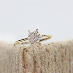 Sarı Altın 14 Ayar Petek Yüzük - Beyaz altın - Sarı altın - inci yüzük - pırlanta - Yüzük -pırlanta yüzük - inci yüzük - yüzük - yüzükler - altın yüzük modelleri