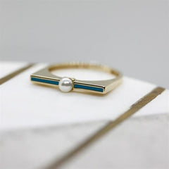 Sarı Altın 14 Ayar Blue Line Yüzük - Tac diamond - Sarı altın - inci yüzük - pırlanta - Yüzük -pırlanta yüzük - inci yüzük - yüzük - yüzükler - altın yüzük modelleri