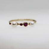 Sarı Altın 14 Ayar Kırmızılı İnci Yüzük - Tac diamond - Sarı altın - inci yüzük - pırlanta - Yüzük -pırlanta yüzük - inci yüzük - yüzük - yüzükler - altın yüzük modelleri