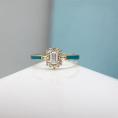 Sarı Altın 14 Ayar Mavi Mineli Baget Yüzük - Sarı altın - inci yüzük - pırlanta - Yüzük -pırlanta yüzük - inci yüzük - yüzük - yüzükler - altın yüzük modelleri