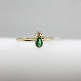 Sarı Altın 14 Ayar Yeşil Damla Yüzük - Tac diamond - Sarı altın - inci yüzük - pırlanta - Yüzük -pırlanta yüzük - inci yüzük - yüzük - yüzükler - altın yüzük modelleri