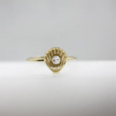 Sarı Altın 14 Ayar İstiridye Yüzük - Tac diamond - Sarı altın - inci yüzük - pırlanta - Yüzük -pırlanta yüzük - inci yüzük - yüzük - yüzükler - altın yüzük modelleri