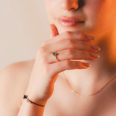 Rose Altın 14 Ayar Pırlantalı Zümrüt Yüzük - Beyaz altın - Sarı altın - inci Yüzük - pırlanta - Yüzük -pırlanta Yüzük - inci Yüzük - Yüzük çeşitleri - Yüzükler - altın Yüzük modelleri