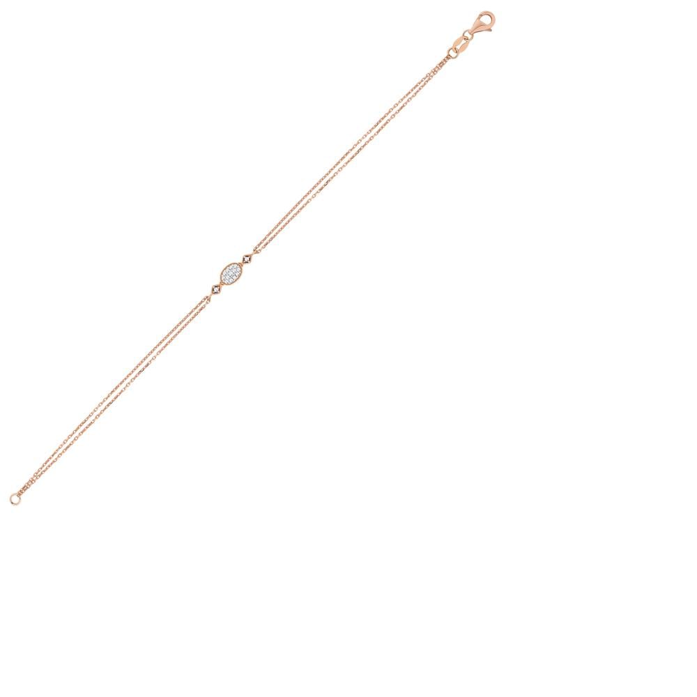 Rose Altın 14 Ayar Oval Pırlanta Bileklik - Beyaz altın - Sarı altın - inci bileklik - pırlanta - bileklik -pırlanta bileklik - inci bileklik - bileklik çeşitleri - Bileklikler - altın bileklik modelleri