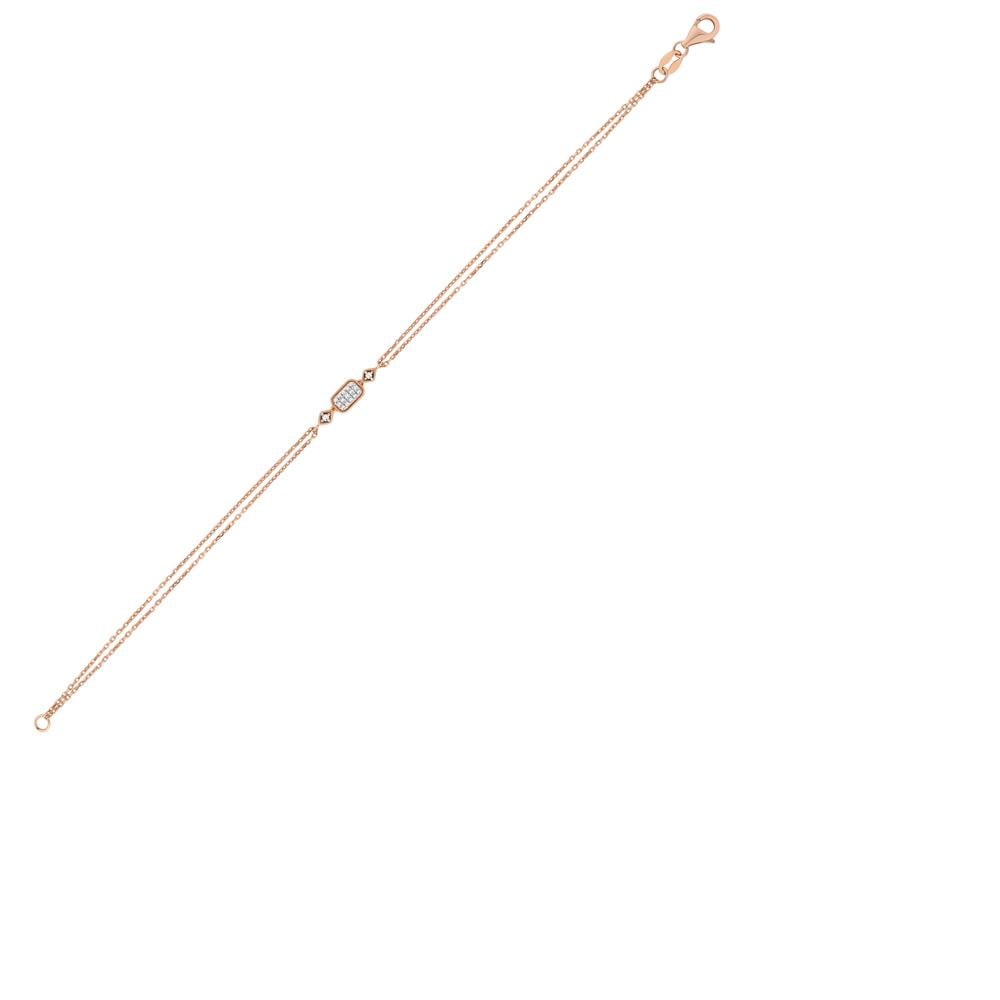 Rose Altın 14 Ayar Dikdörtgen Pırlanta Bileklik - Beyaz altın - Sarı altın - inci bileklik - pırlanta - bileklik -pırlanta bileklik - inci bileklik - bileklik çeşitleri - Bileklikler - altın bileklik modelleri