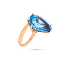 Blue Topaz Pırlanta Yüzük
