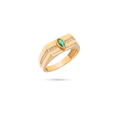 14 Ayar Sarı Altın Emerald Marquise Yüzük