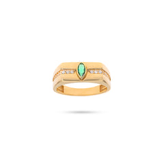 14 Ayar Sarı Altın Emerald Marquise Yüzük