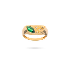 14 Ayar Sarı Altın Vintage Emerald Yüzük