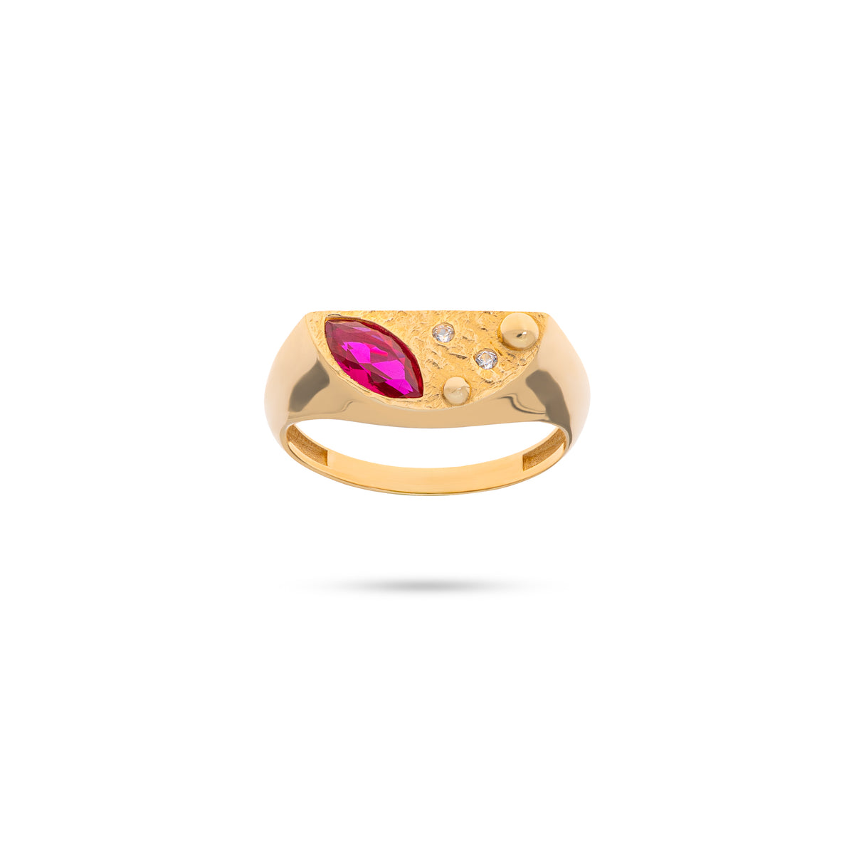 14 Ayar Sarı Altın Vintage Ruby Yüzük