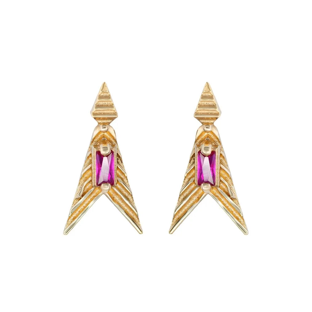 Kırmızı Baget Ok Küpe